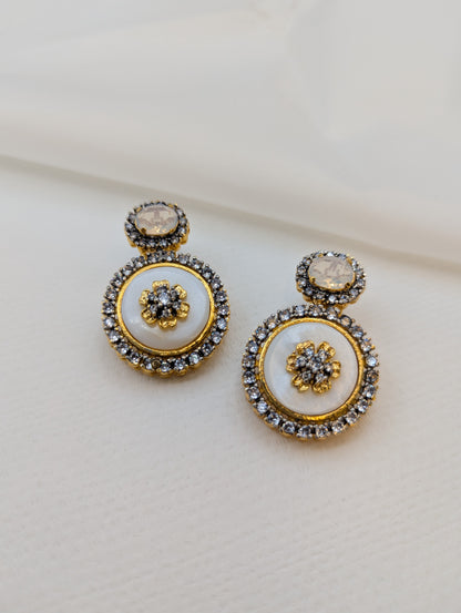 Mother of Pearl Zircon Earrings-ER15